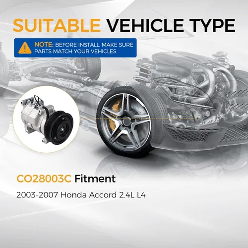 Miniatura 3 de PAROD Compresor de aire acondicionado CO28003C con embrague apto para 2.4L L4 Honda Accord 2003 2004 2005 2006 2007 (no para 3.0L)