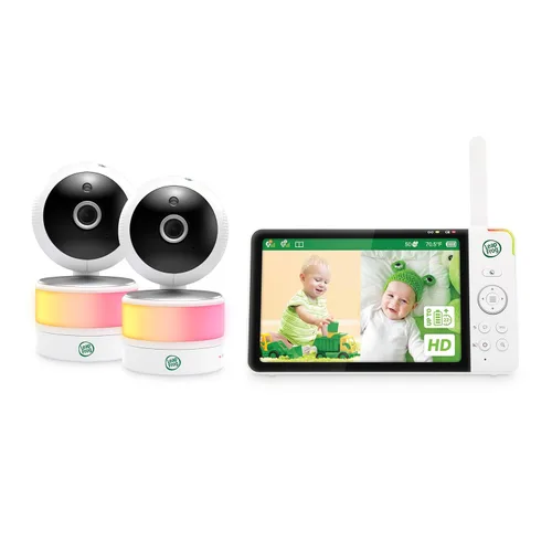 LeapFrog LF920-2HD Monitor de bebé de video de 2 cámaras con pantalla HD de 7 pulgadas, pantalla dividida, visión nocturna a color de 1080p,