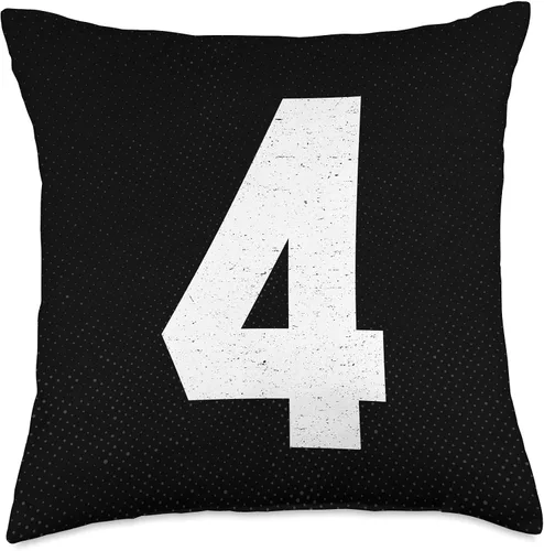 Miniatura 5 de Jersey Uniform Number 4 Number #4 - Almohada deportiva de estilo atlético, 16 x 16 pulgadas, multicolor