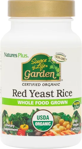 NaturesPlus Source of Life Garden - Arroz de levadura roja - 60 cápsulas - Soporte nutricional y digestivo - Certificado orgánico USDA, sin OMG,