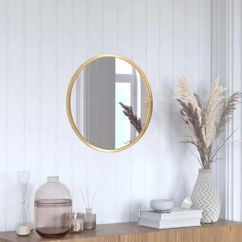 Miniatura 21 de Flash Furniture Julianne - Espejo redondo grande de pared, espejo de acento de círculo negro, espejo de tocador de 20 pulgadas, para baño, tocador