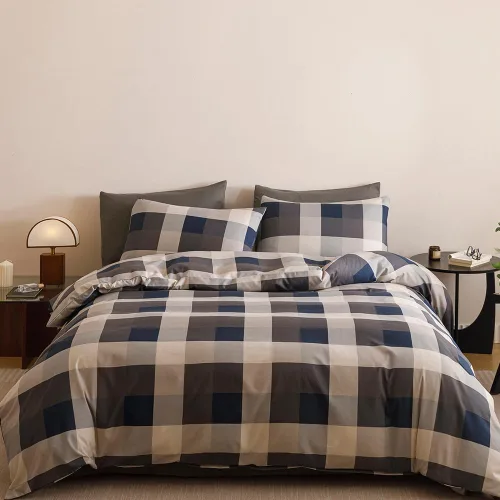 Miniatura 57 de CLOTHKNOW Juego de edredón a rayas tamaño King de 3 piezas, juego de edredón negro y blanco, edredón suave de estilo granja con 2 fundas de almohada