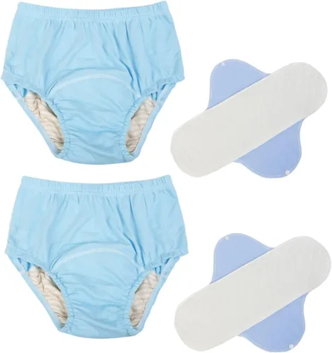 Miniatura 7 de Paquete de 2 pañales lavables para incontinencia para hombres/mujeres, pañal de tela para adultos a prueba de fugas de TPU con insertos, Gris
