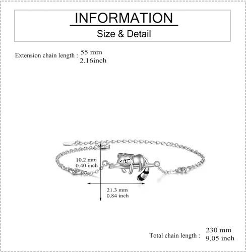 Miniatura 4 de ONEFINITY Pulsera de plata de ley 925 con pandapandallama panda rojo panda panda joyería para mujeres y niñas