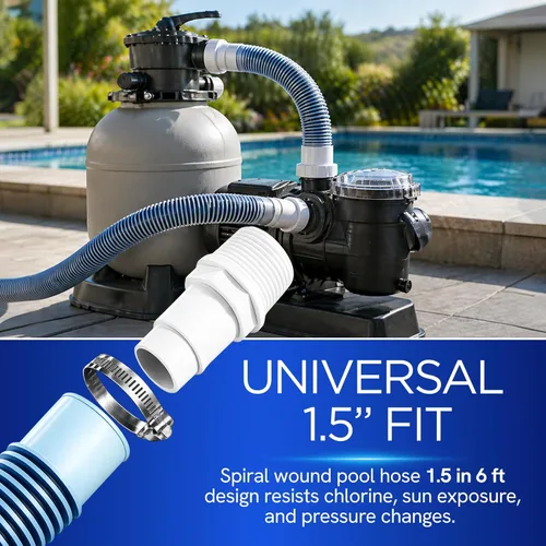 Miniatura 5 de FibroPool Kit de manguera de filtro de piscina de 1-1/2 pulgadas, paquete de 2 de 6 pies, puños reforzados, adaptadores de abrazaderas y cinta