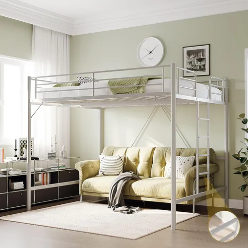 Miniatura 21 de VINGLI Cama Loft de 71 Pulgadas de Alto Tamaño Twin con Escalera de Peldaños Planos para Niños Adolescentes Adultos Cama Litera Individual de Metal