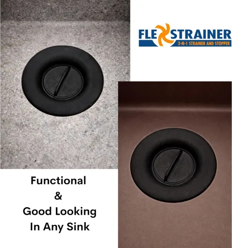 Miniatura 9 de Flex Strainer® Colador de drenaje de fregadero con tapón opcional, sin vástago central, se adapta a desagües y desechos de fregadero estándar de 3½
