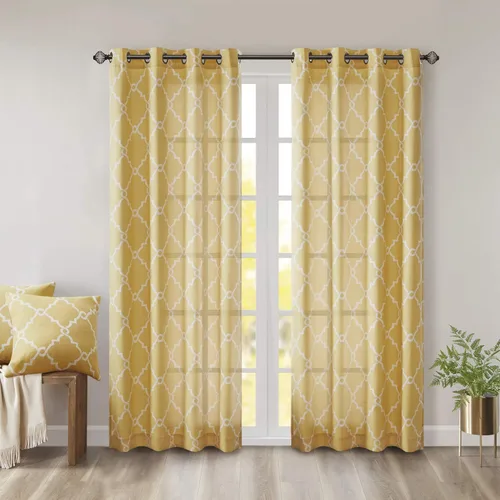 Miniatura 33 de Madison Park Saratoga - Cortina individual para ventana con filtro de luz, estampado de calado, 1 panel con ojales en la parte superior, para sala