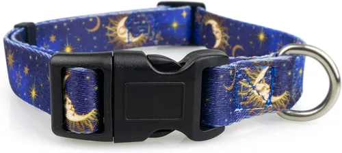 Miniatura 3 de Limeloot Collar de Perro Celestial Luna para Perros Grandes, Collar para Perro Macho o Hembra con Luna, Estrellas y Cielo, Grande Luna Celestial