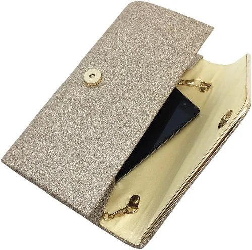 Miniatura 7 de Bolso de noche brillante para mujer, bolso de mano para boda, bolso de novia, bolso de fiesta con cadena desmontable, plateado