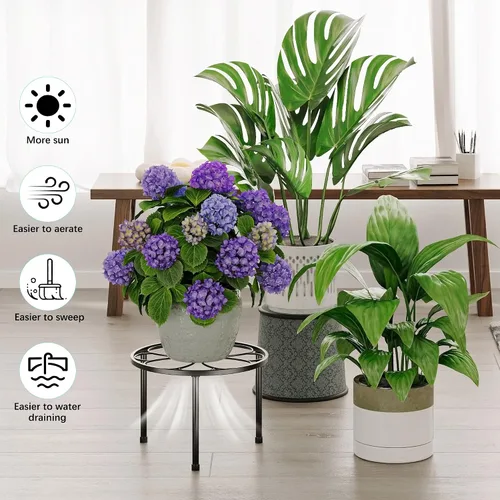 Miniatura 4 de Paquete de 5 soportes de metal para plantas, soporte resistente para macetas de flores, contenedor de jardín de hierro inoxidable para interiores