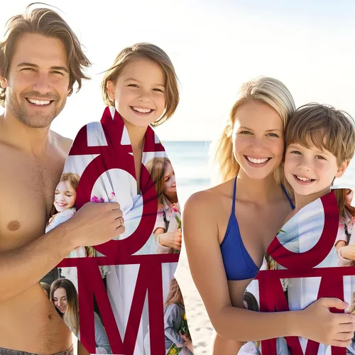Miniatura 5 de JML Regalos del Día de la Madre y Cumpleaños para Mamá de Hija o Hijo, Toalla de Playa Personalizada con Foto, Toalla de Playa Personalizada