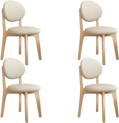 Miniatura 47 de YVYKFZD Juego de sillas de comedor, sillas de cocina de madera maciza, silla de comedor de granja con respaldo curvo, silla tapizada de cuero