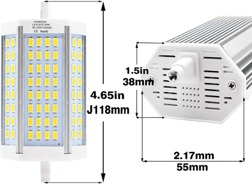 Miniatura 4 de Bombilla LED R7S J118 T3 de 30 W, luz diurna blanca, base R7S de 4.646 in, equivalente a 300 W, reemplazo LED de doble extremo para bombilla