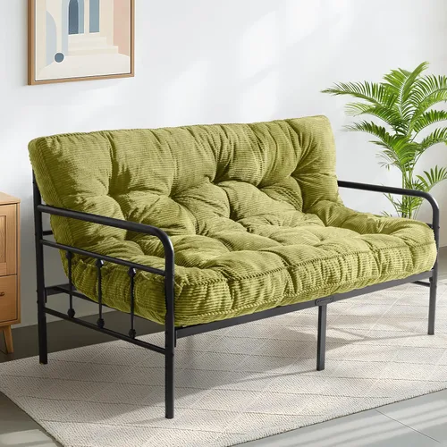 Miniatura 17 de MAXYOYO Colchón Futón de 6 pulgadas, Tamaño Full, Futones Tufted Sofá Cama con Diseño de Borde de Cuerda Trenzada, Colchón de Piso de Tela Gruesa