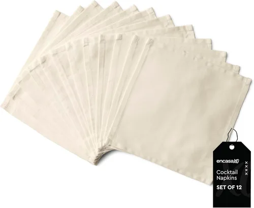 Miniatura 42 de Encasa XO Cocktail Cloth Napkins Set of 12 Pure Cotton Table Napkin Size (9"x9") B Grey Solid Machine Washable