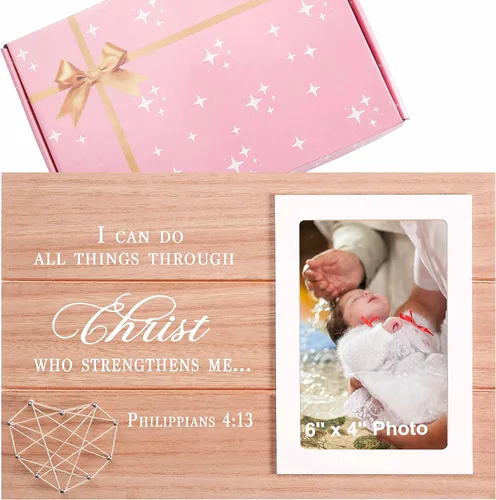 Marco de Fotos con Cita Cristiana Inspiradora de Regalo - Puedo hacer todas las cosas en Cristo que me fortalece - Marco de Fotos de Versículo