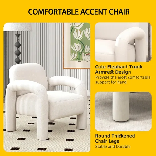 Miniatura 6 de Silla decorativa moderna, cómoda silla tapizada de terciopelo, acogedora silla individual de tocador, silla de barril copetudo, silla de lectura