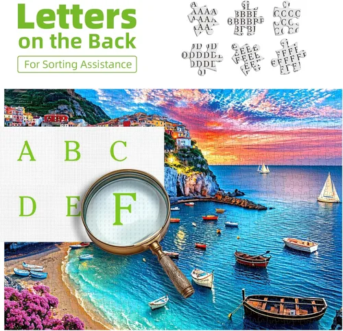 Miniatura 3 de Cinque Terre Coastal Twilight - Rompecabezas de 500 piezas para adultos, divertidos rompecabezas para adultos, 500 piezas con impresión HD y póster
