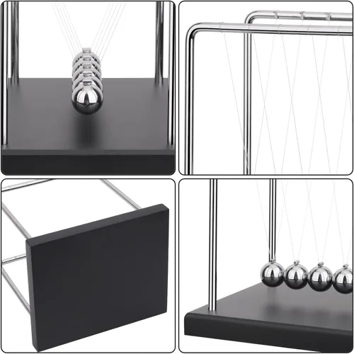 Miniatura 6 de QLKUNLA Newtons Cradle - Bolas de equilibrio de ciencia y física, juguete de movimiento cinético para decoración de escritorio, para el hogar