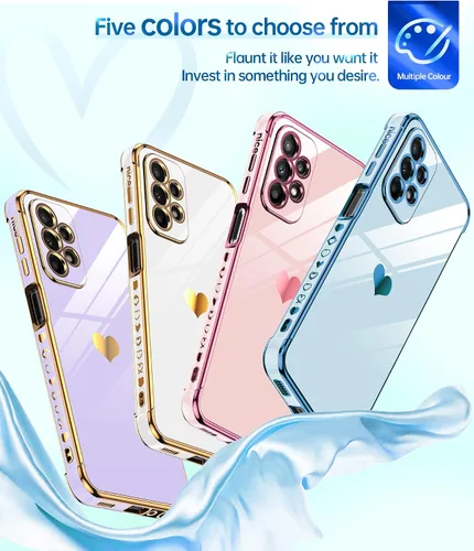 Miniatura 5 de LeYi Funda para A23 5G con protector de pantalla [2 piezas] + protección completa de la cámara, diseño de corazón chapado en corazón, bonita funda