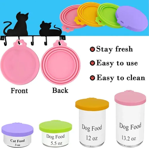 Miniatura 2 de Tapas de silicona para latas de comida para perros y gatos, tamaño universal, sin BPA, (mezcla de colores 3)