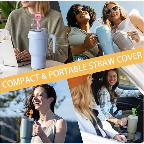 Miniatura 4 de 2 fundas de popote de rana verde para copa Stanley, fundas de silicona compatibles con tazas Stanley, toppers para vasos Stanley de 30 oz/40 onzas