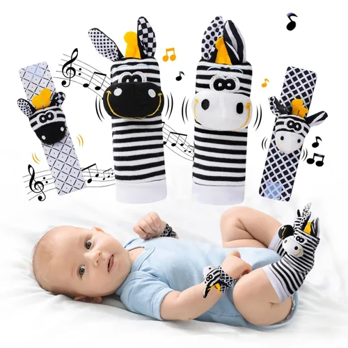 Juguetes para bebés de 0 a 6 meses, juguetes de alto contraste para recién nacidos, juguetes en blanco y negro, calcetines y juguete de muñeca para