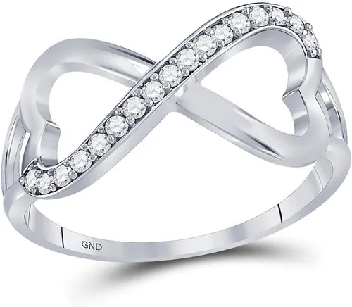 Miniatura 2 de Anillo de plata de ley con diamantes blancos con corazón de tejido infinito para mujer 16 Cttw
