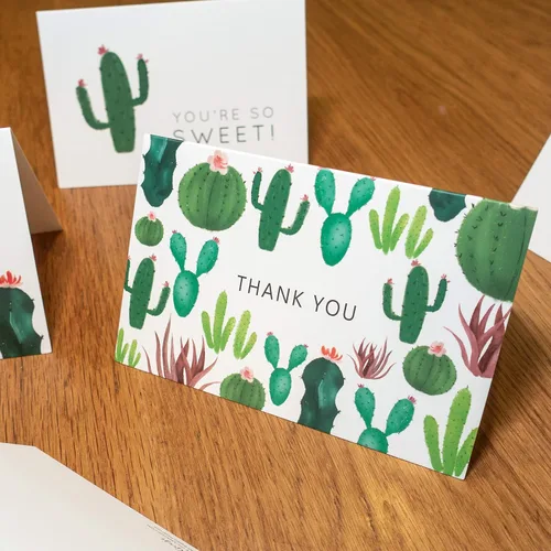 Miniatura 4 de Gooji Tarjetas de agradecimiento de cactus de 4 x 6 (paquete de 36 unidades, sobres blancos a juego), juego surtido, acuarela, gráficos coloridos
