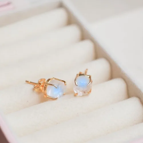 Miniatura 3 de Gempires Natural Raw Prong Setting Stud Earrings, 8-10 mm Crystals Earring, Handmade Jewelry, Gift for Her