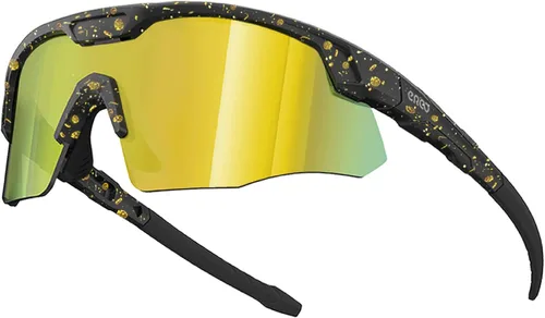Miniatura 10 de Gafas de sol de béisbol pequeñas envolventes para jóvenes, niños y mujeres, para correr, ciclismo, deportes al aire libre S598 Negro/Amarillo Verde