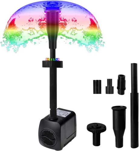 Lewisia Kit de bomba de agua con cabezal rociador de hongos y flores, 12 luces LED de 6 pies, cable listado ideal para estanque Koi, acuario,