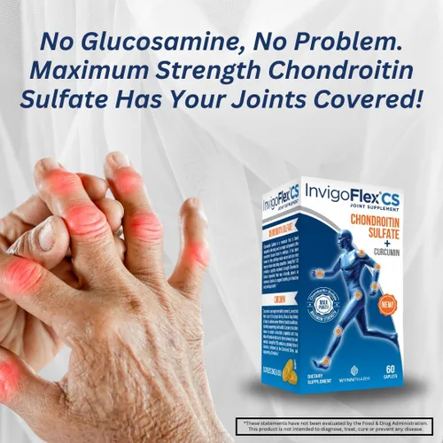 Miniatura 5 de INVIGOFLEX Sulfato de condroitina con curcumina de cúrcuma sin OMG para rodilla, mano, espalda y cadera, suplemento premium para articulaciones CS