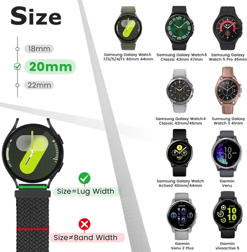 Miniatura 11 de Correa de reloj trenzada Solo Loop – 0.709 in, 0.787 in, 0.866 in, correa trenzada de liberación rápida, correas de reloj elásticas de nailon