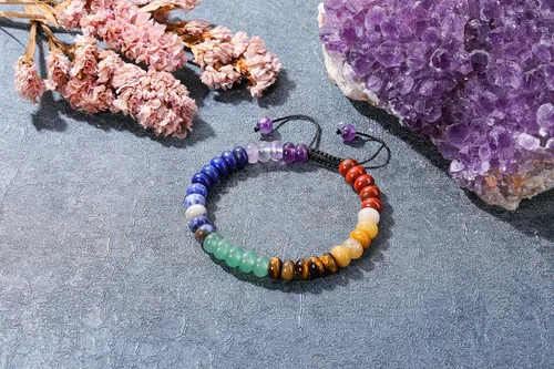 Miniatura 4 de TOP PLAZA - Pulsera de cuentas de chakras con 7 cristales curativos para yoga, meditación, relajación, ansiedad, para hombre y mujer