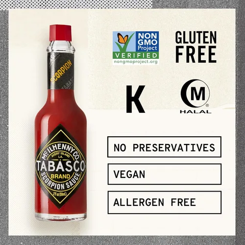 Miniatura 6 de TABASCO Brand Scorpion Sauce - Salsa picante intensa y ardiente, botella de vidrio, atrevida y picante, pimienta escorpión, mezcla de guayaba