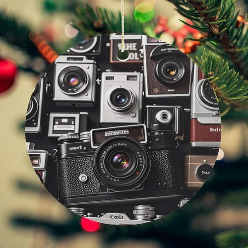 Miniatura 8 de Retro Cool Camera CollectionChristmas Ornaments Christmas Round Ceramic Pendant Christmas Hanging Decor for Women Men Xmas Tree Decorations Keepsake