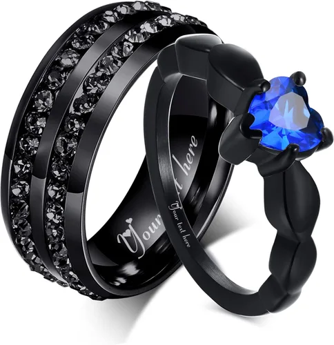 Anillos de compromiso de boda personalizados, anillos de compromiso de boda a juego, anillos de compromiso con circonita cúbica a juego, anillos de