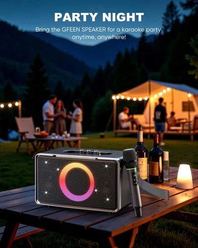 Miniatura 8 de GFEEN Altavoz Bluetooth para fiestas: 100 W pico de alto ruidoso, graves profundos, tiempo de reproducción de 15 horas, altavoces inalámbricos Plata