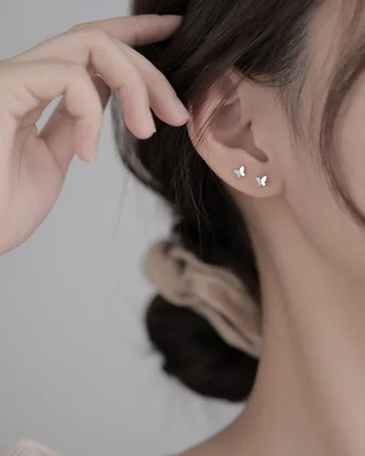 Miniatura 6 de SLUYNZ Aretes de plata de ley 925 maciza con diseño de mariposa para mujeres y adolescentes
