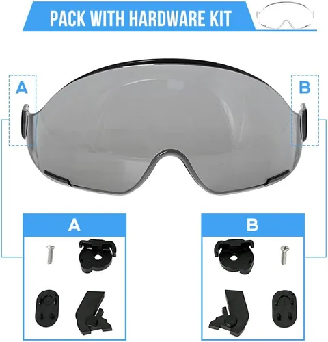 Miniatura 3 de AOLAMEGS Casco de seguridad para casco de protección de casco de protección EN 166 aprobado negro lente parasol protector de ojos bloque polvo y luz