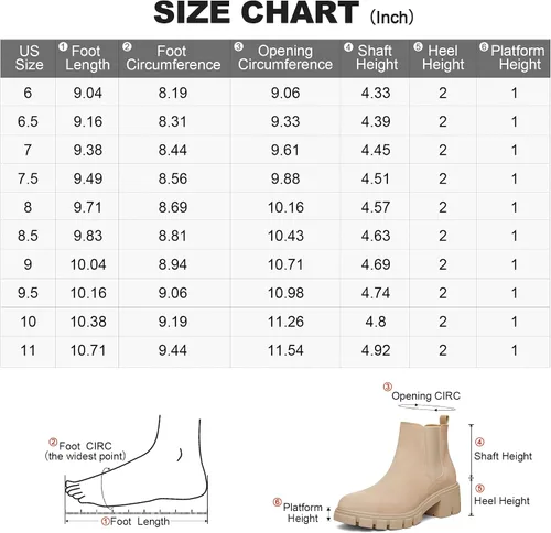 Miniatura 7 de mysoft Botas Chelsea de plataforma para mujer, con suela de lengüeta, botines de tacón grueso