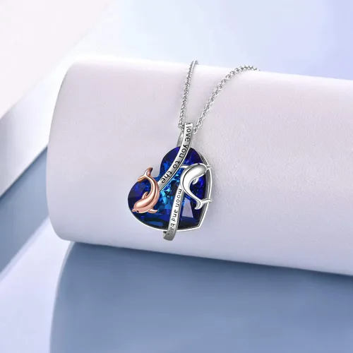 Miniatura 4 de ONEFINITY Collares de delfín de plata de ley 925 con dije de delfín de cristal, joyería del océano, regalos para el día de la madre para mujeres