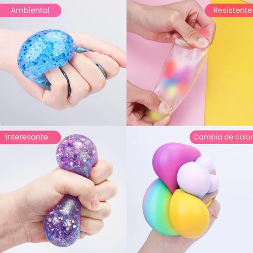 Miniatura 3 de Juego de bolas antiestrés, bolas antiestrés esponjosas, paquete de 4 bolas para apretar, para adultos, autismo, hiperactividad, aliviar el estrés