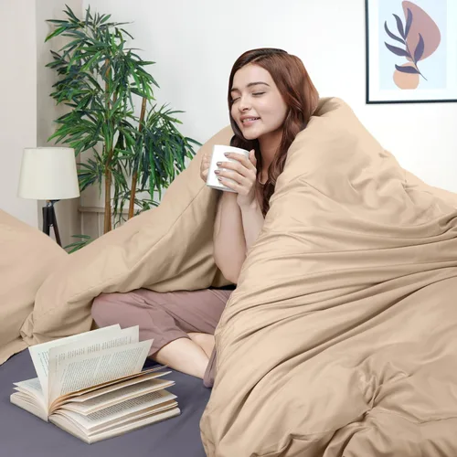 Miniatura 3 de Utopia Bedding Juego de funda de edredón tamaño individual - 2 piezas con cierre de cremallera - 1 funda de edredón 68X90 pulgadas y 1 funda de Beige