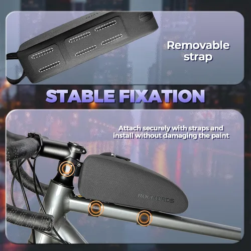Miniatura 4 de ROCKBROS - Bolsa de tubo superior para bicicleta, 100% impermeable, bolsa para marco frontal de bicicleta, bolsa de accesorios de bicicleta para MTB