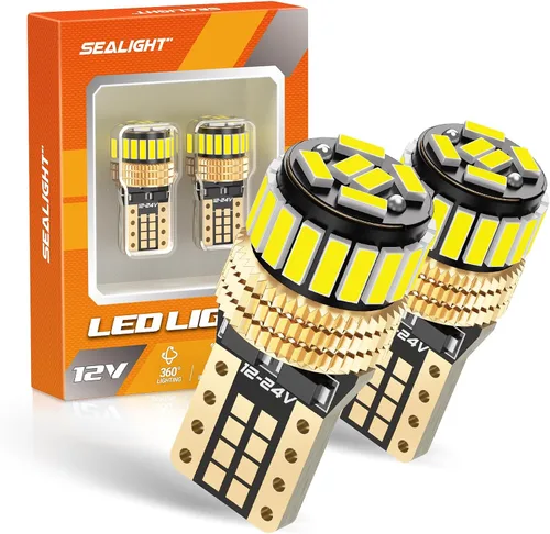 Miniatura 9 de SEALIGHT 194 foco LED 2000K ámbar 168 T10 2825 W5W 600% de brillo, focos LED de cuña para interior de automóvil, reemplazo para luces de matrícula