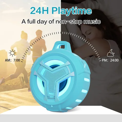Miniatura 6 de EBODA - Altavoz de ducha impermeable con Bluetooth, IPX7, flotante, portátil, inalámbrico, pequeños altavoces, tiempo de reproducción de 24H con luz