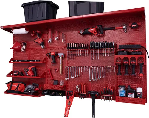 Miniatura 30 de OmniWall Weekend Warrior XL - Sistema de organización de pared de metal (negro/azul)